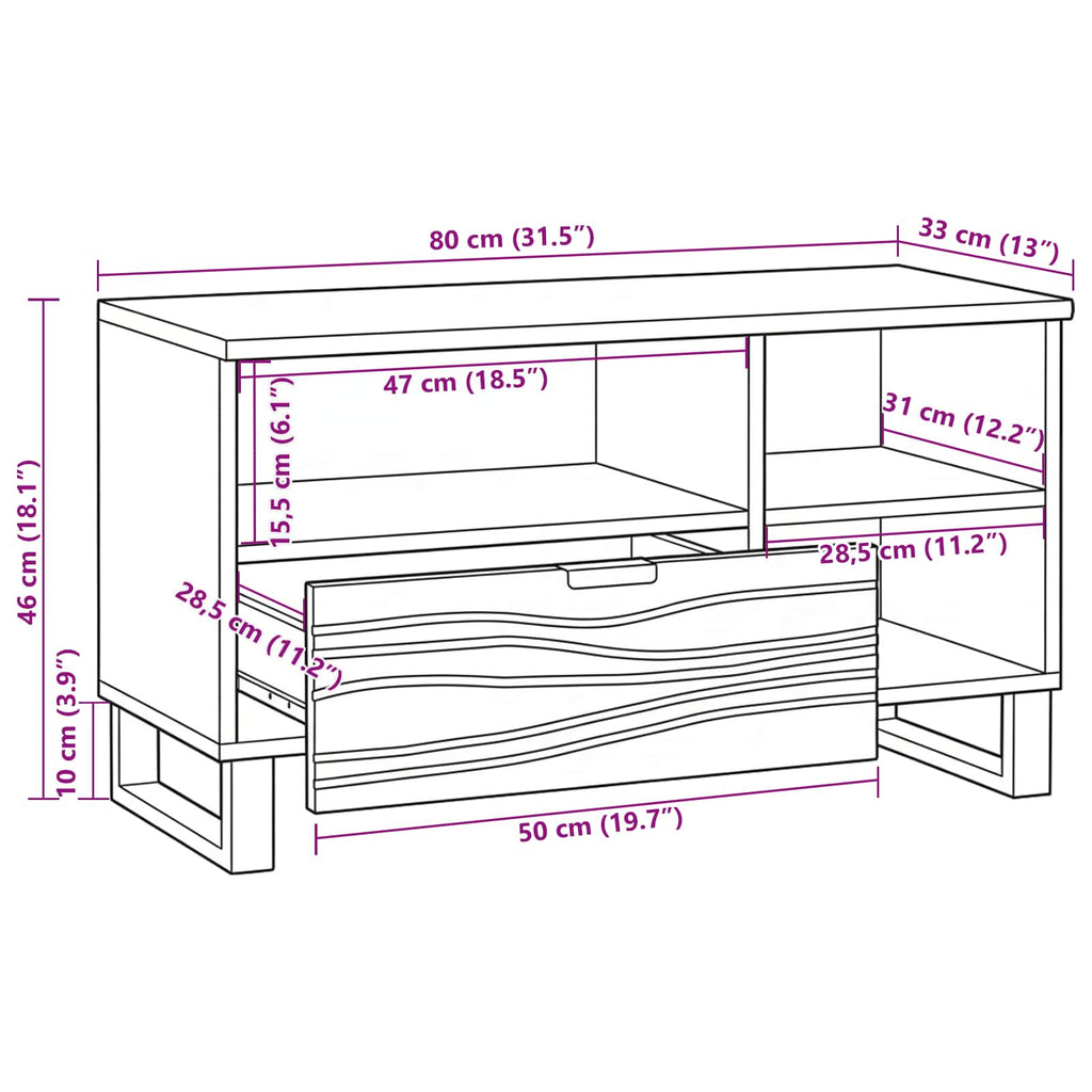 TV-Einheiten mit Schubladen Braun 80 x 33 x 46 cm Holzwerkstoff