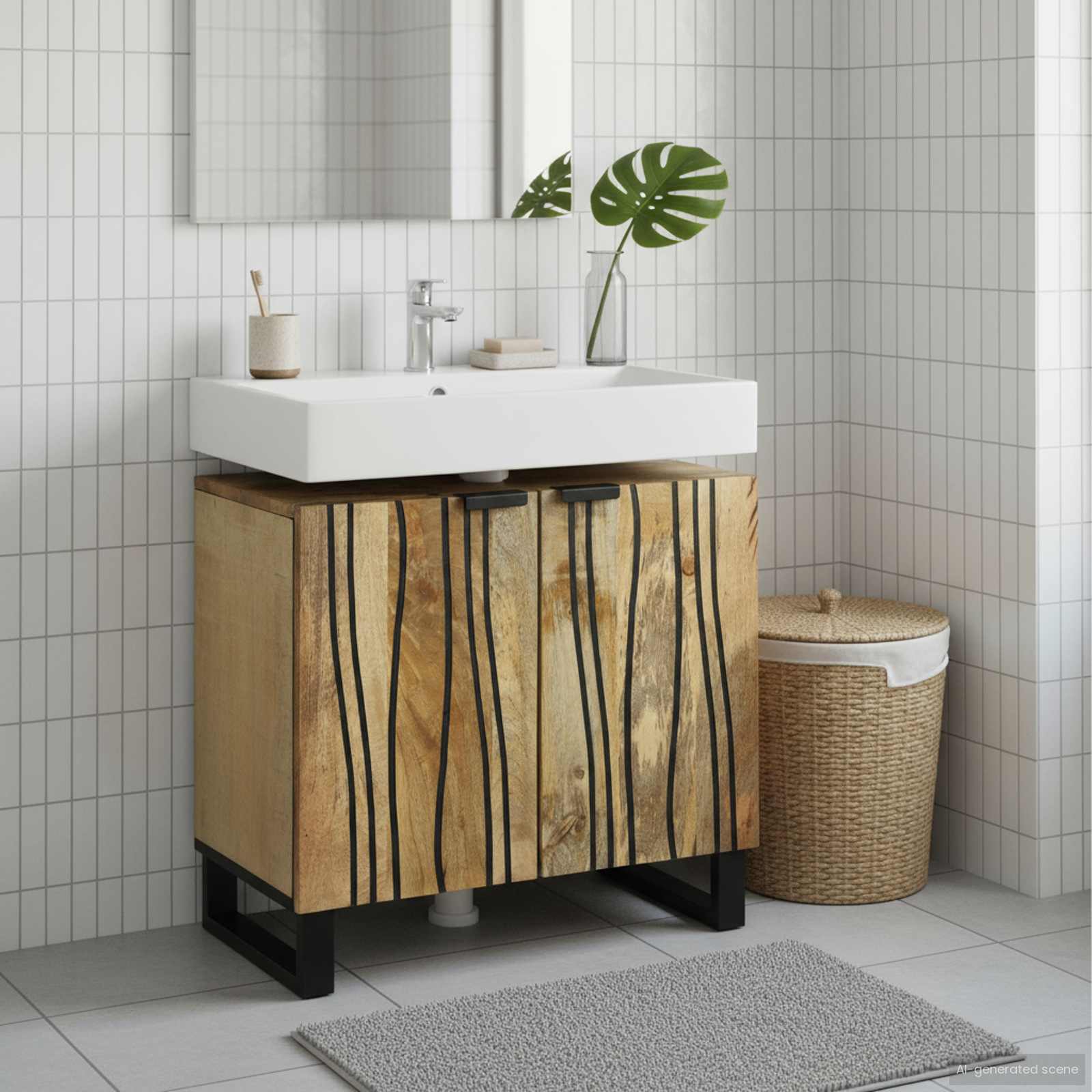 Waschbeckenschrank mit Tür Braun 62 x 33 x 58 cm Holzwerkstoff
