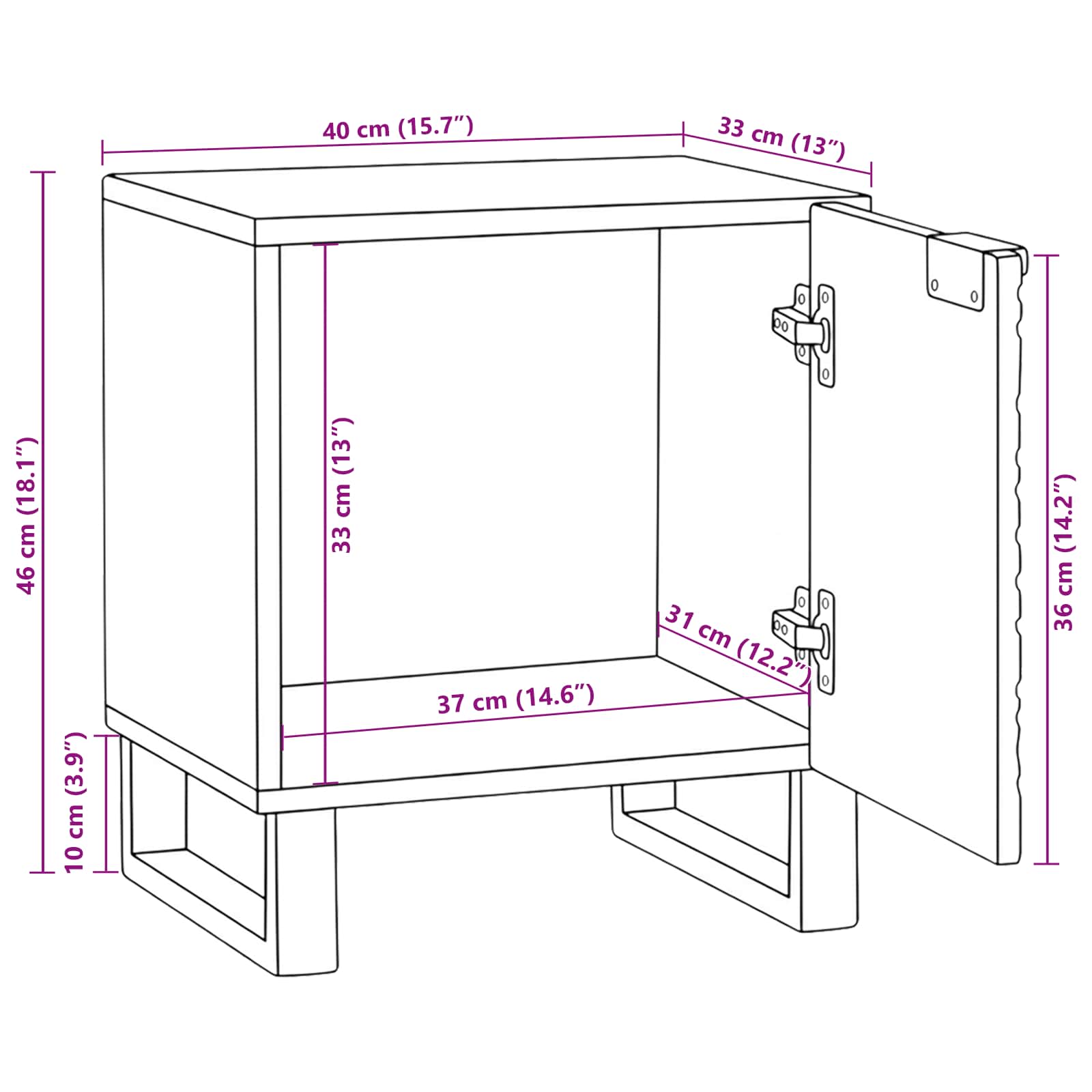Nachttisch 2 pcs Weiß 40 x 33 x 46 cm Holzwerkstoff