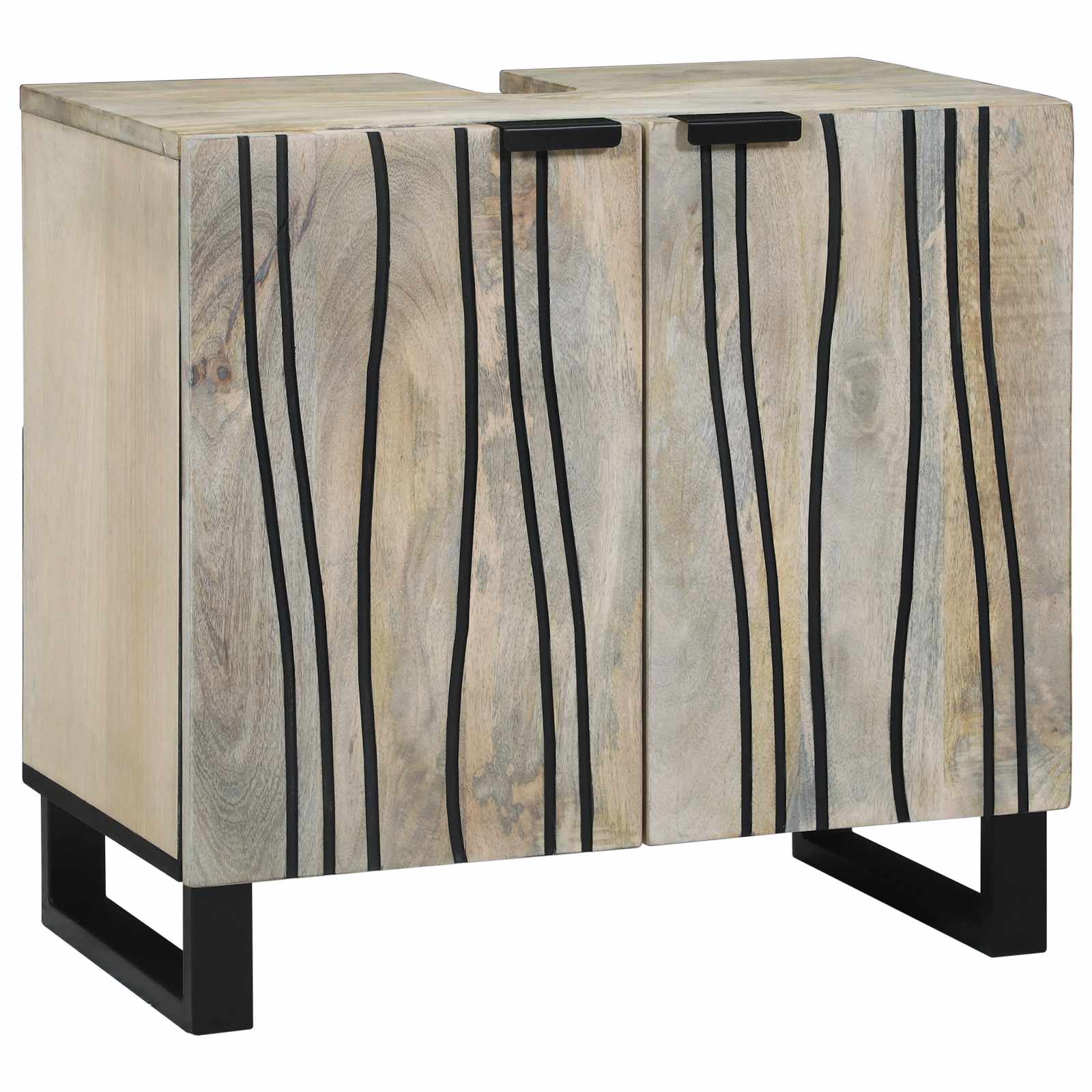 Waschbeckenschrank mit Regal Weiß 62 x 33 x 58 cm Holzwerkstoff