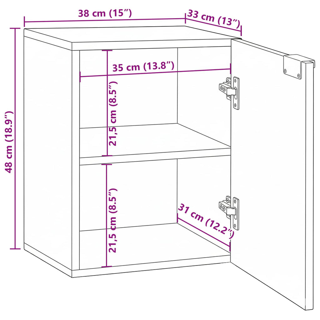 Waschbeckenschrank mit Tür Weiß 38 x 33,5 x 48 cm Holzwerkstoff