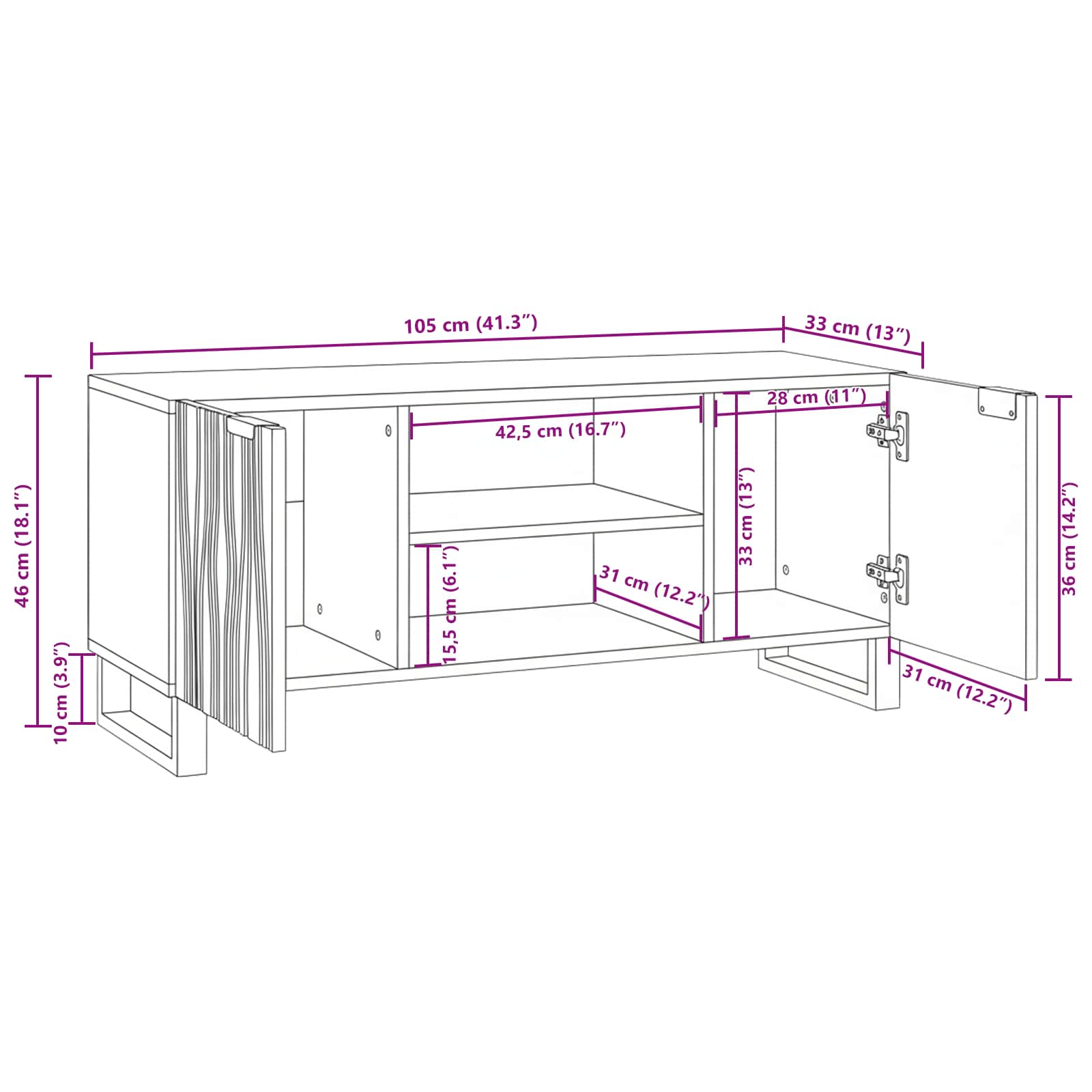 TV-Einheiten Walnuss 105 x 33 x 46 cm Holzwerkstoff