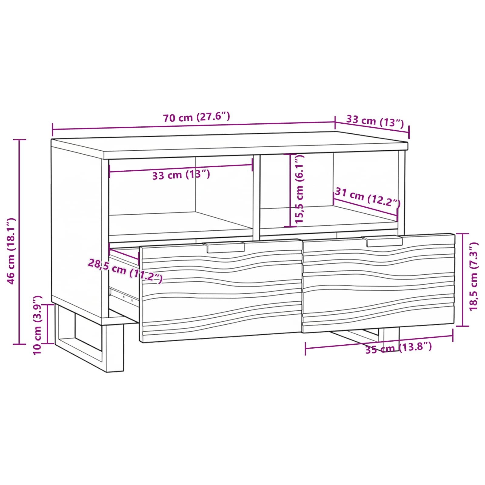 TV-Einheiten Walnuss 70 x 33 x 46 cm Holzwerkstoff