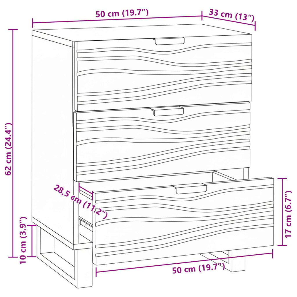 Nachttisch Walnuss 50 x 33 x 62 cm Holzwerkstoff
