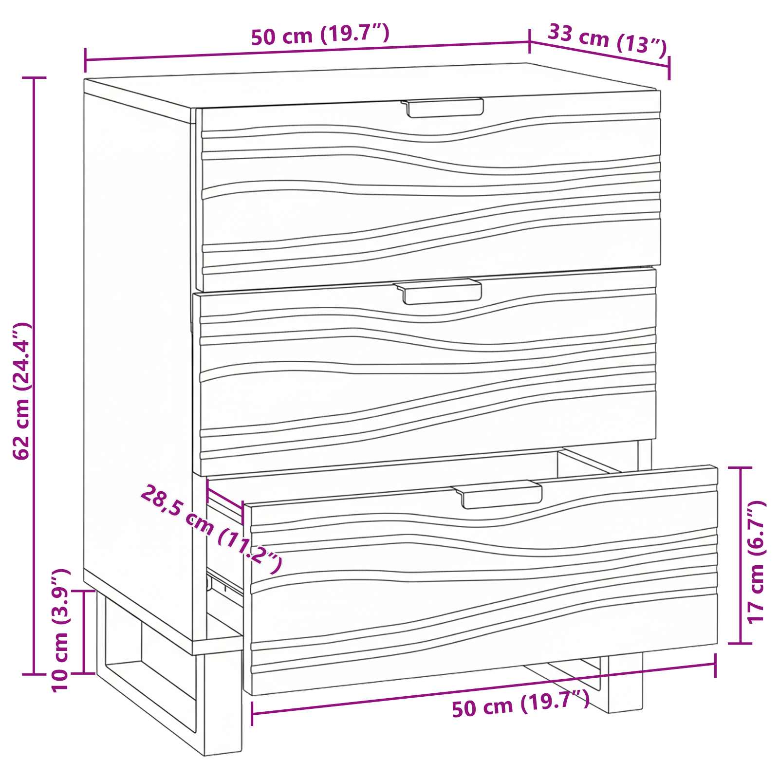 Nachttisch Walnuss 50 x 33 x 62 cm Holzwerkstoff