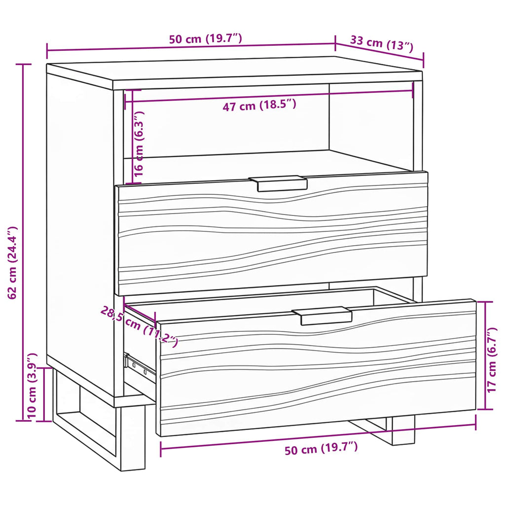 Nachttisch Walnuss 50 x 33 x 62 cm Holzwerkstoff