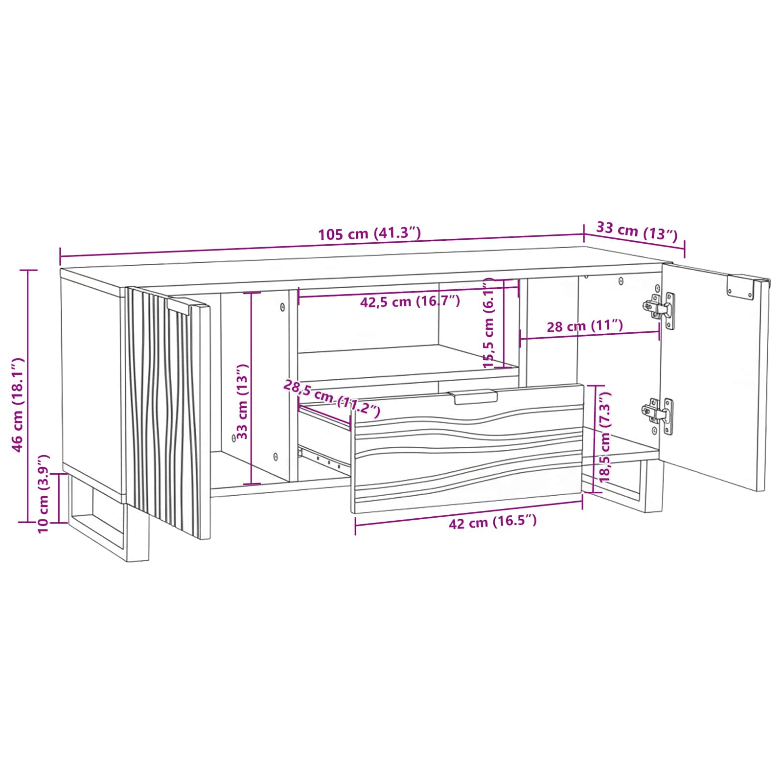 TV-Einheiten Walnuss 105 x 33 x 46 cm Holzwerkstoff