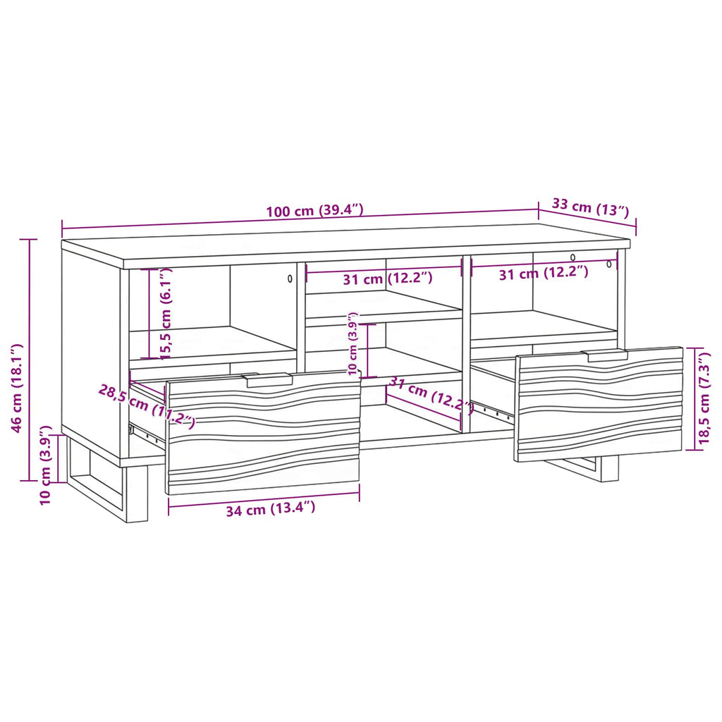 TV-Einheiten Walnuss 100 x 33 x 46 cm Holzwerkstoff