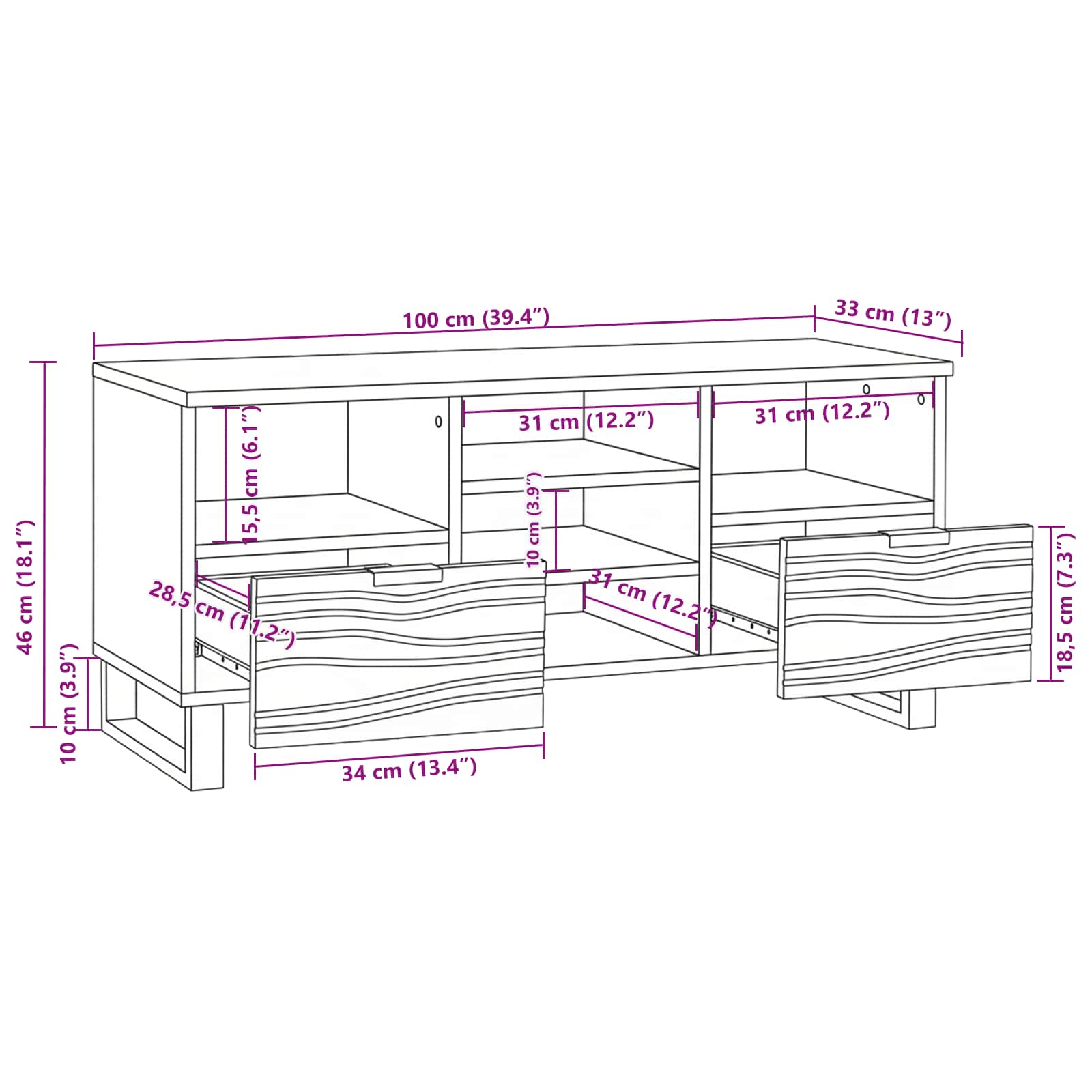 TV-Einheiten Walnuss 100 x 33 x 46 cm Holzwerkstoff