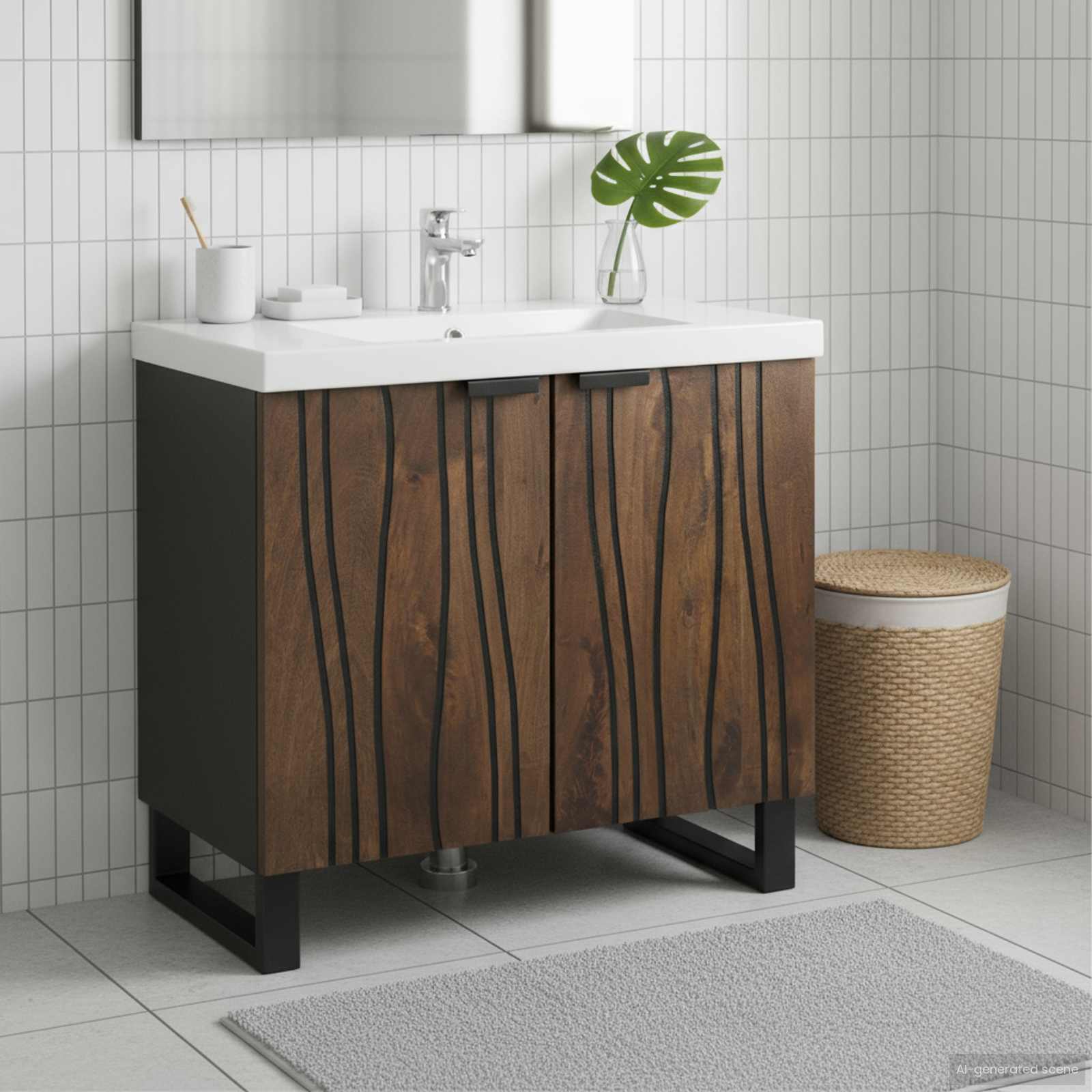 Waschbeckenschrank Walnuss 62 x 33 x 58 cm Holzwerkstoff