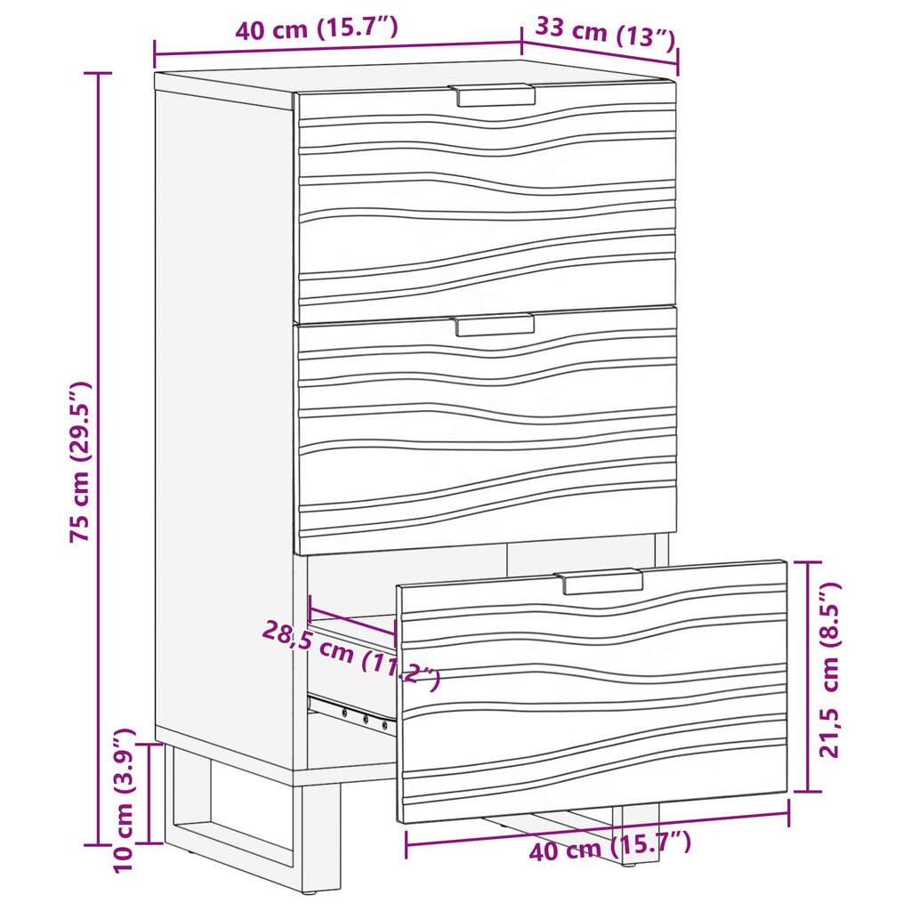 Sideboard Braun 40 x 33 x 75 cm massives Mangoholz