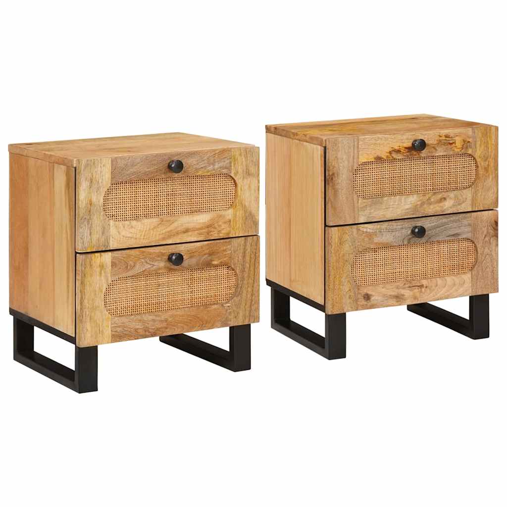 Nachttisch 2 pcs Natur 40 x 33 x 46 cm Massivholz Mango