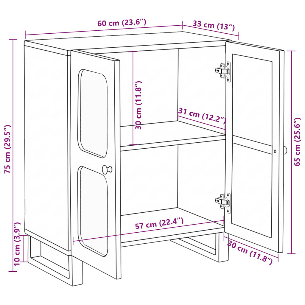 Sideboard Braun 60 x 33 x 75 cm Massivholz Mango