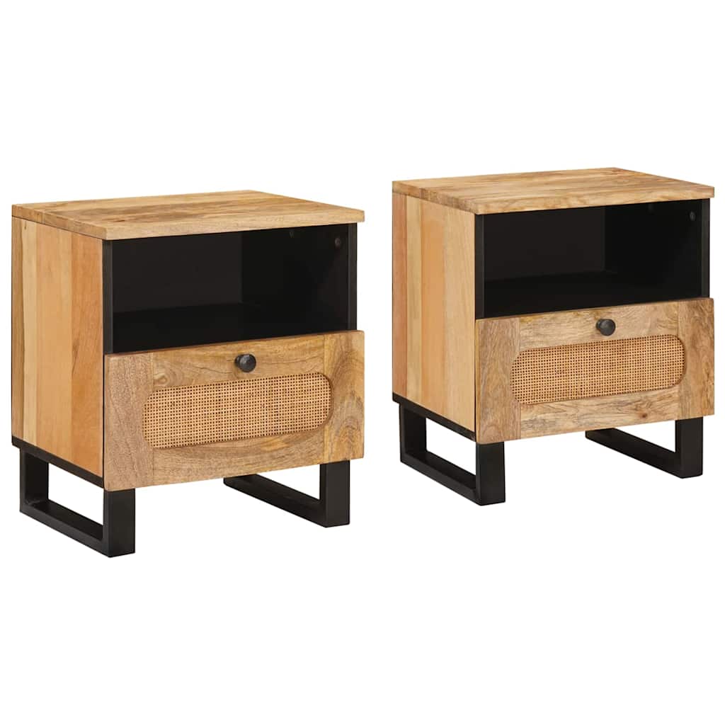 Nachttisch 2 pcs Natur 40 x 33 x 46 cm Massivholz Mango