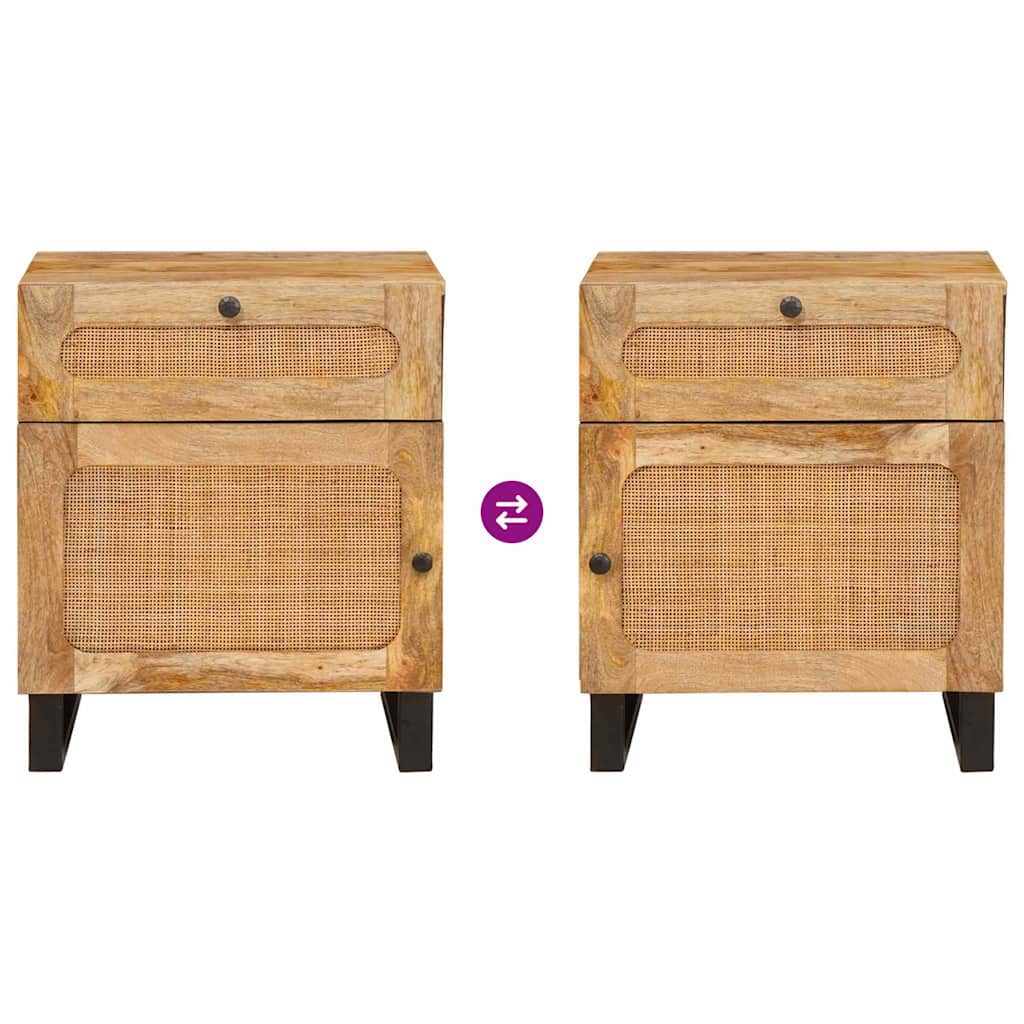 Nachttisch Natur 50 x 33 x 60 cm Massivholz Mango