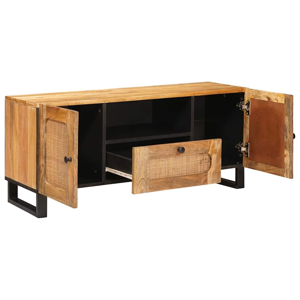 TV-Schränk mit Speicher Braun 105 x 33 x 46 cm Massivholz Mango