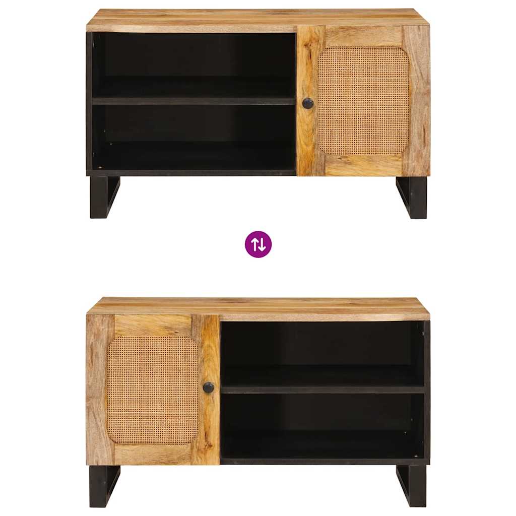 TV-Schränk mit Speicher Braun 80 x 33 x 46 cm Massivholz Mango