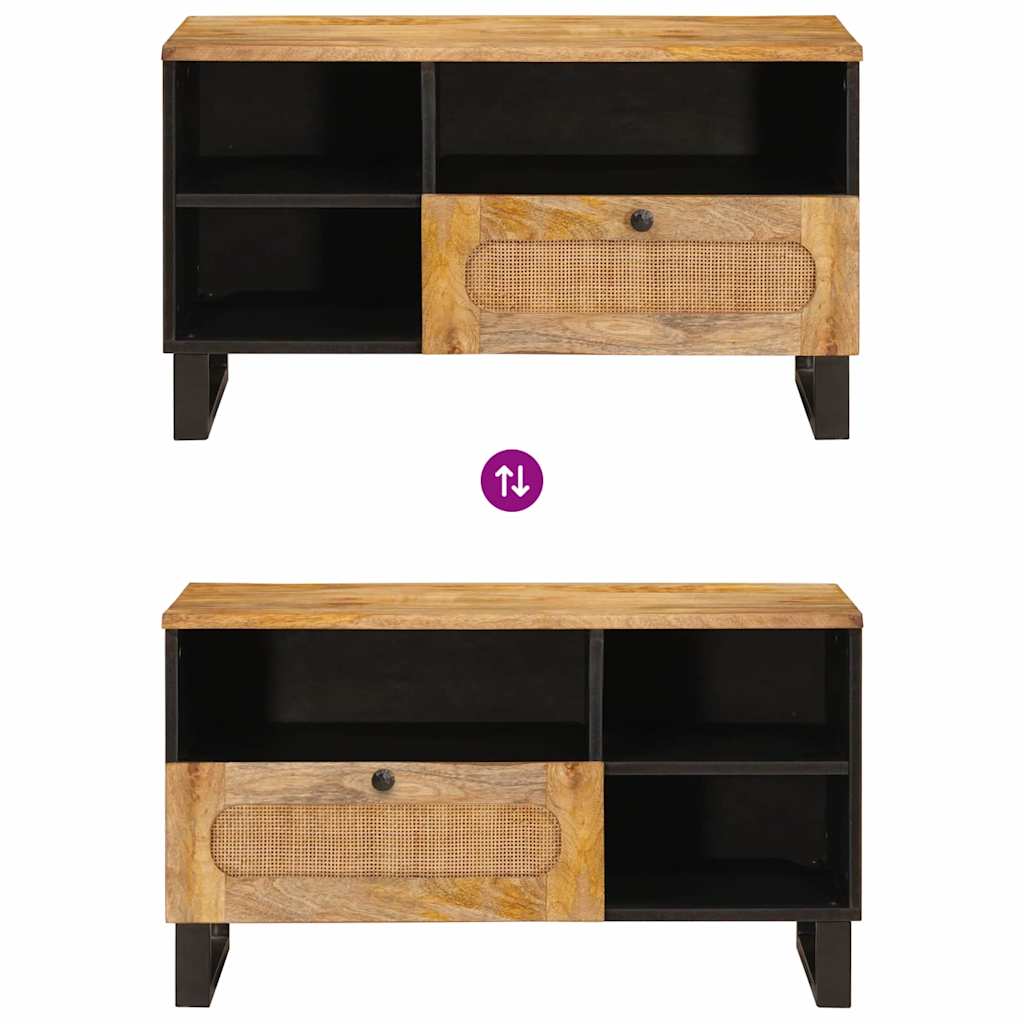 TV-Schränk mit Regal Braun 80 x 33 x 46 cm Massivholz Mango