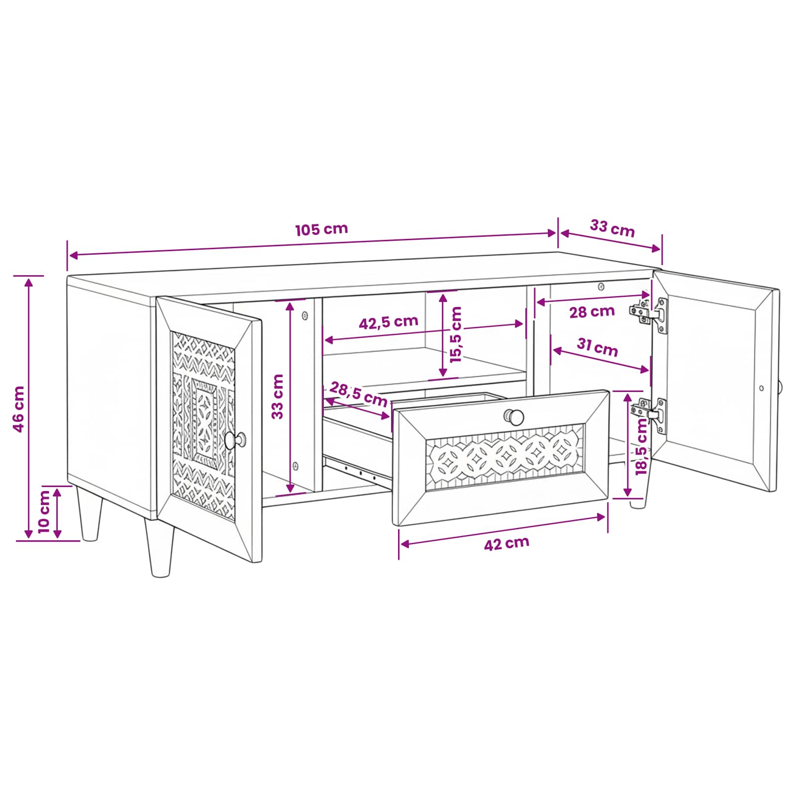 TV-Einheiten mit Regal Hellbraun 105 x 33 x 46 cm Holzwerkstoff