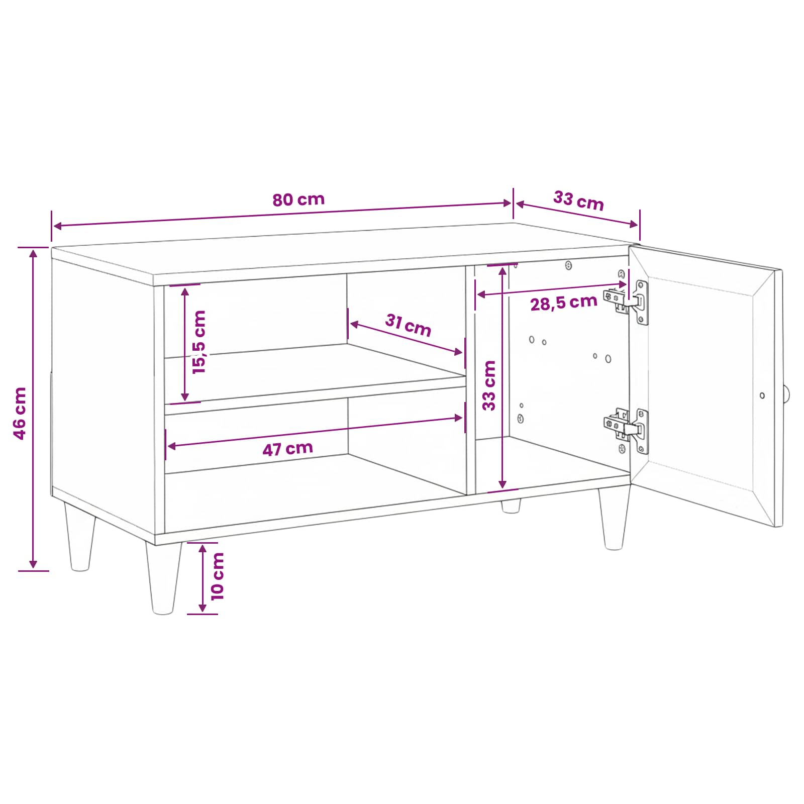 TV-Einheiten mit Regal Hellbraun 80 x 33 x 46 cm Holzwerkstoff