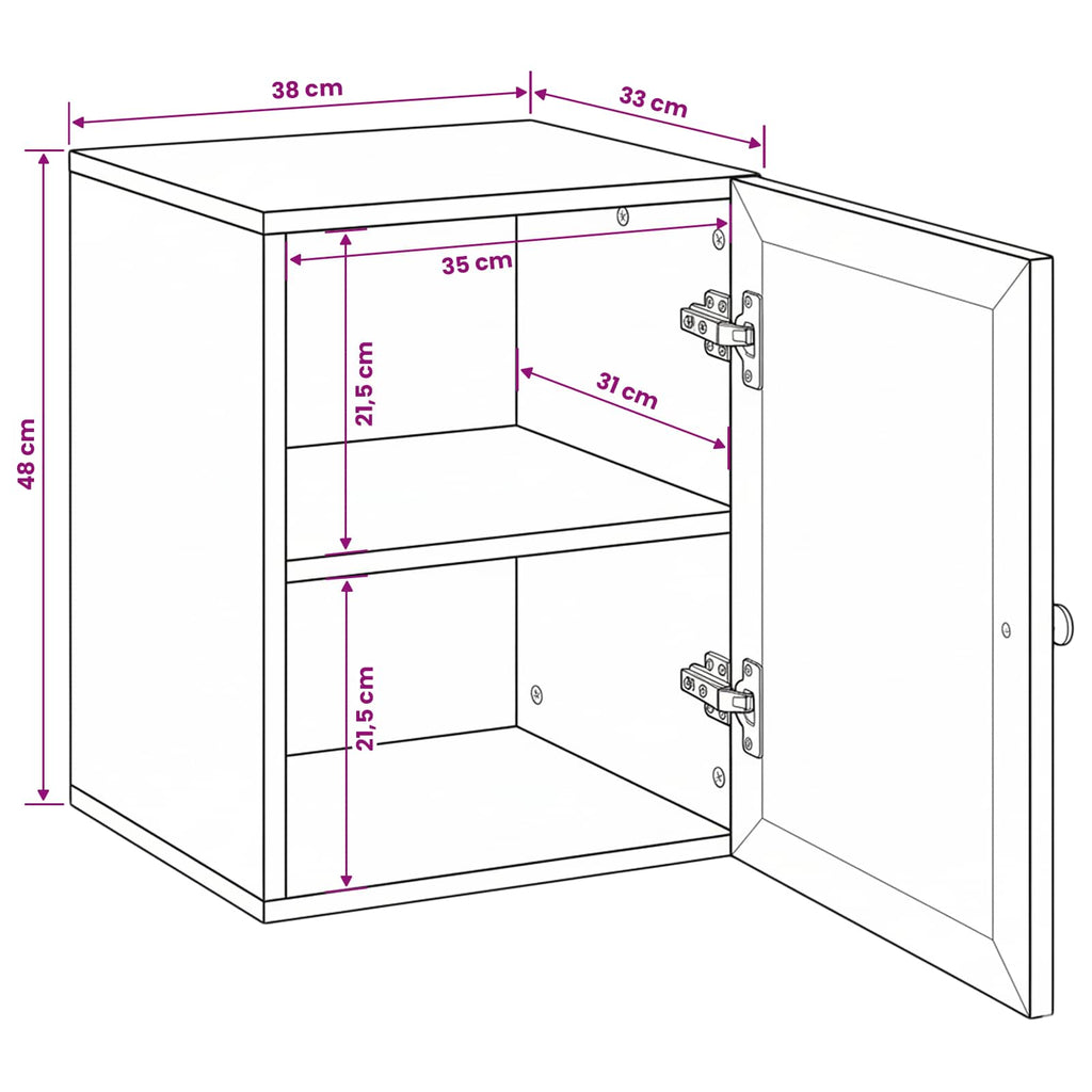Badezimmerschrank Hellbraun 38 x 33 x 48 cm Holzwerkstoff