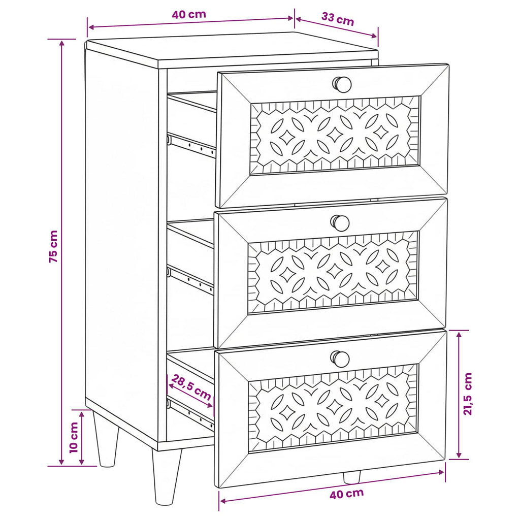 Sideboard mit Schubladen Hellbraun 33,5 x 40 x 75 cm