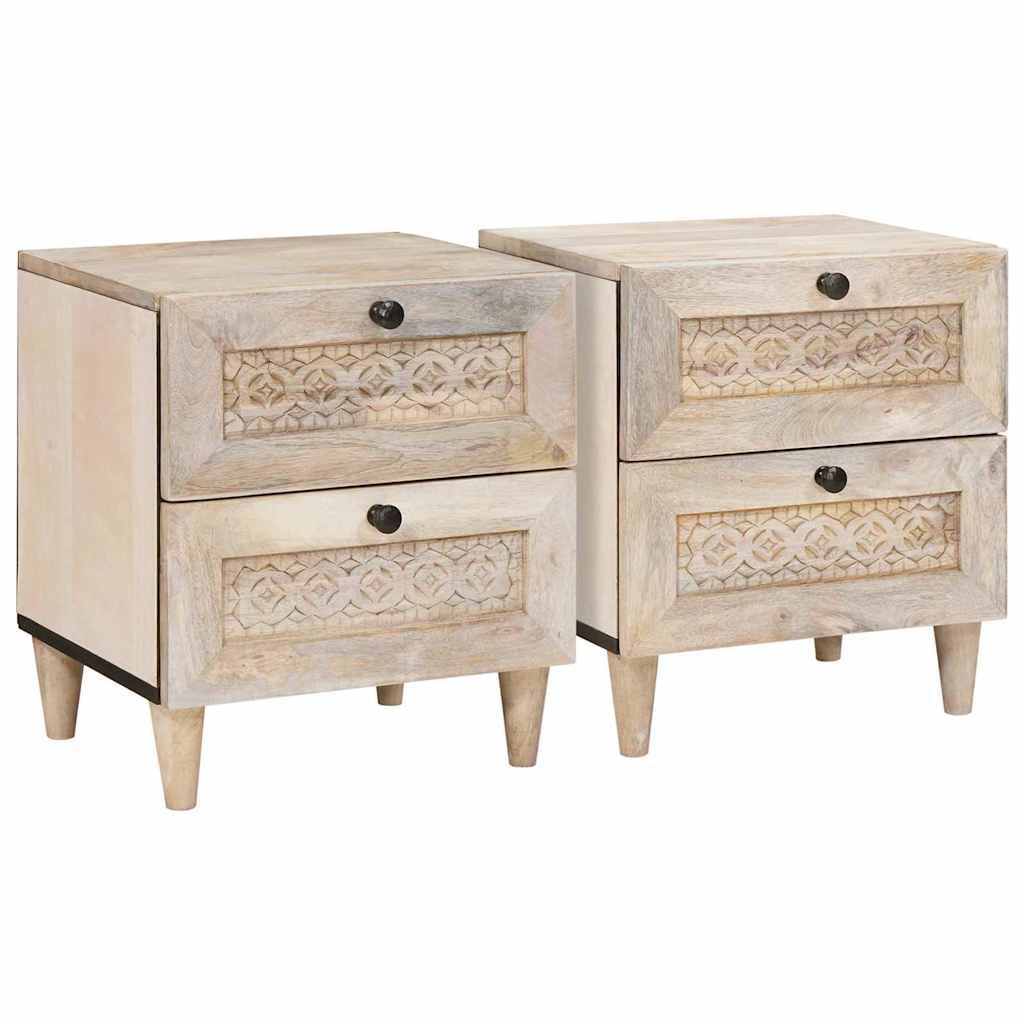 Nachttisch 2 pcs Weiß 40 x 33 x 46 cm Holzwerkstoff