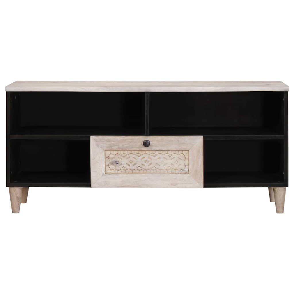 TV-Schränk Bleached White 100 x 33 x 46 cm Massivholz Mango