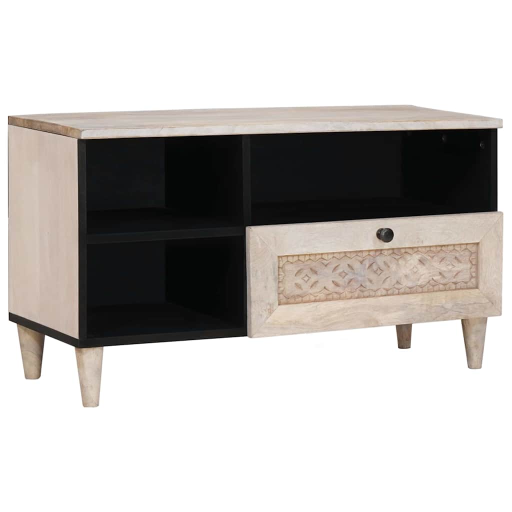 TV-Schränk Bleached White 80 x 33 x 46 cm Massivholz Mango