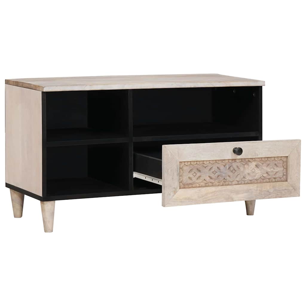 TV-Schränk Bleached White 80 x 33 x 46 cm Massivholz Mango