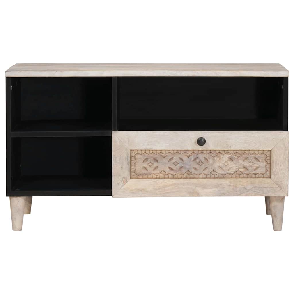 TV-Schränk Bleached White 80 x 33 x 46 cm Massivholz Mango