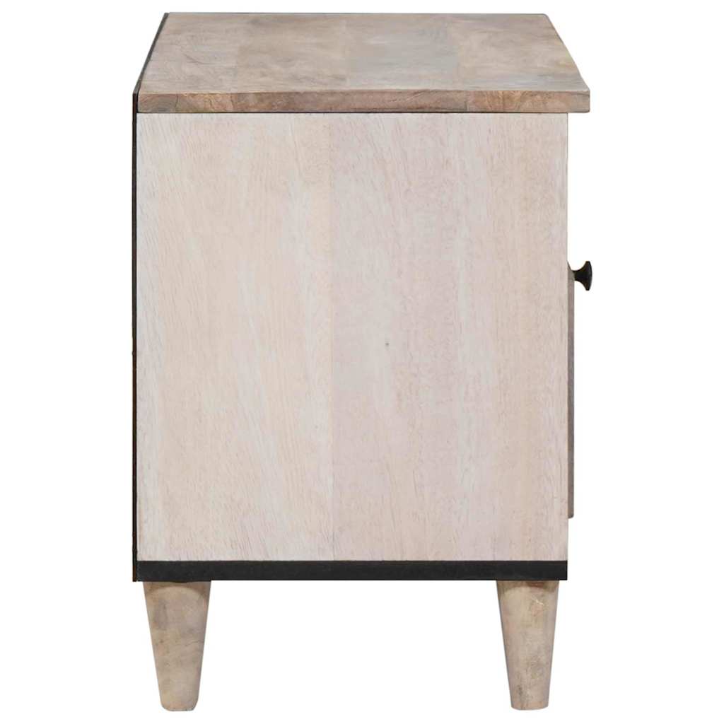 TV-Schränk Bleached White 80 x 33 x 46 cm Massivholz Mango