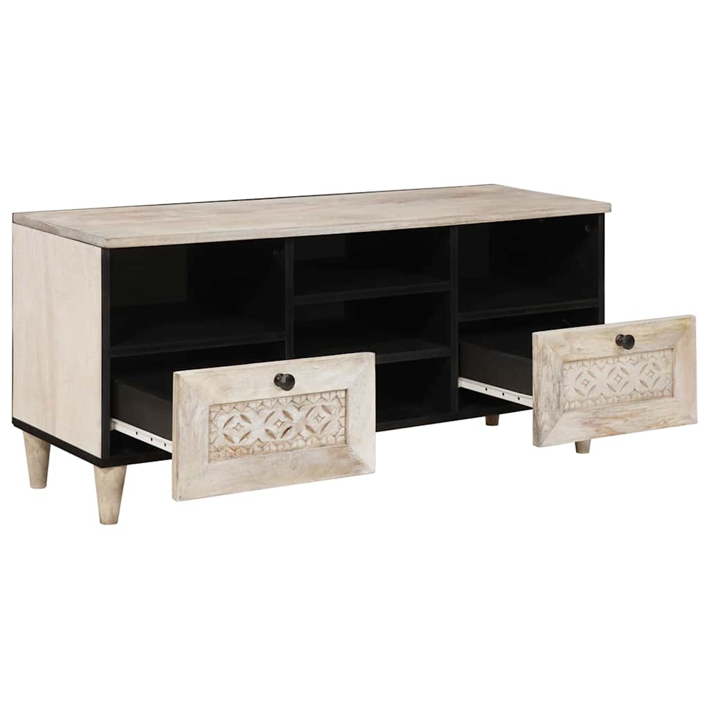 TV-Schränk Bleached White 100 x 33 x 46 cm Massivholz Mango