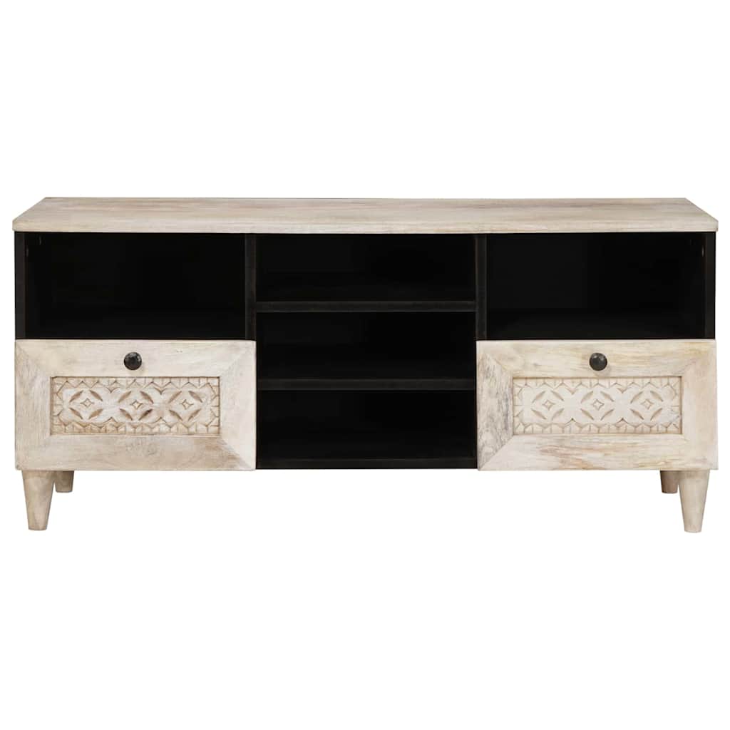 TV-Schränk Bleached White 100 x 33 x 46 cm Massivholz Mango