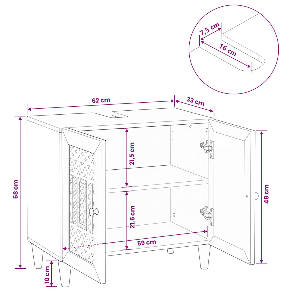 Badezimmerschrank Wandmontiert mit Tür Weiß 62 x 33 x 58 cm