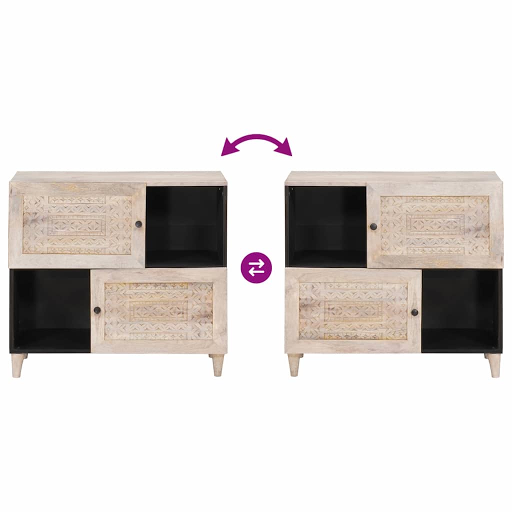 Sideboard Bleached White 80 x 33 x 75 cm Massivholz Mango