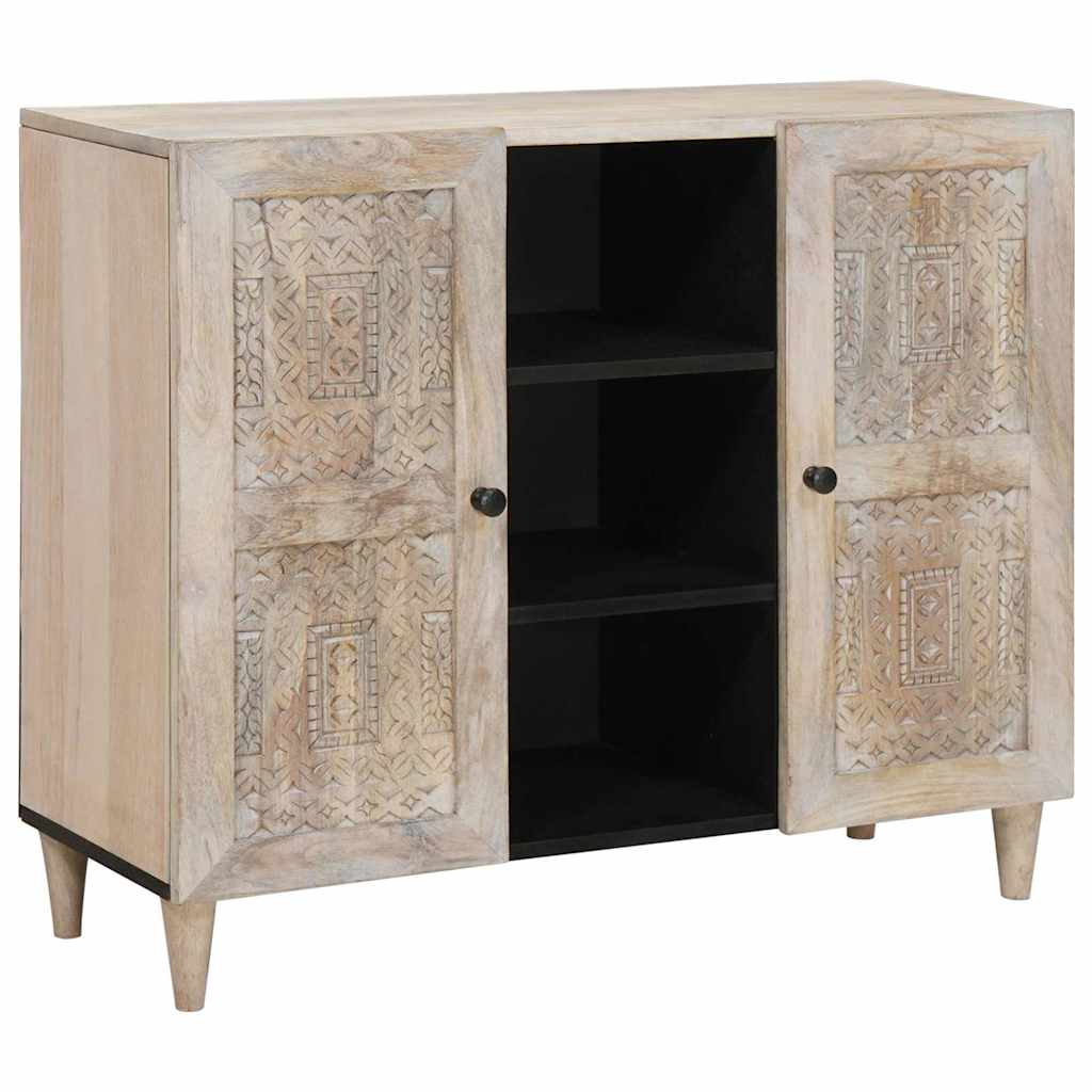 Sideboard Bleached White 90 x 33 x 75 cm Massivholz Mango