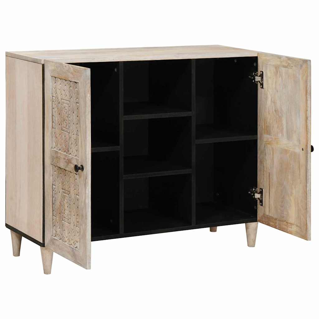 Sideboard Bleached White 90 x 33 x 75 cm Massivholz Mango