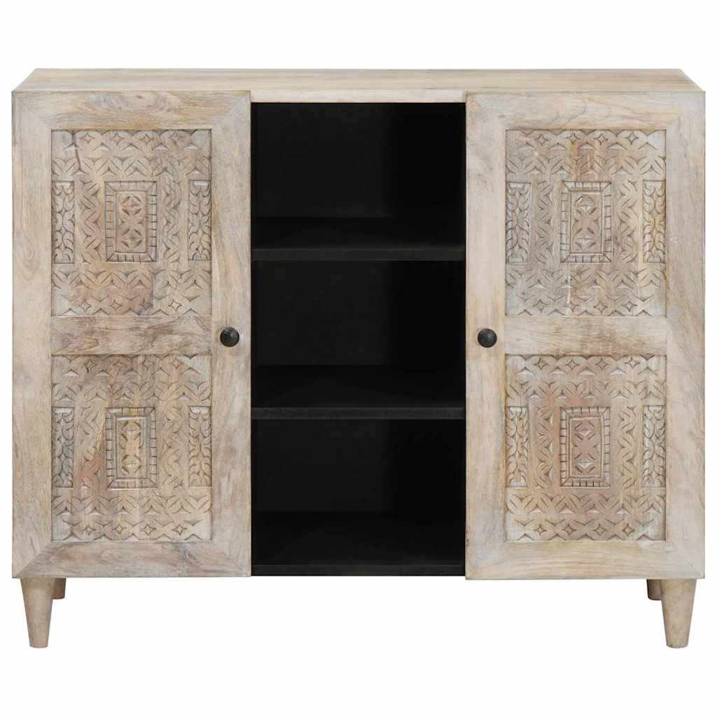 Sideboard Bleached White 90 x 33 x 75 cm Massivholz Mango
