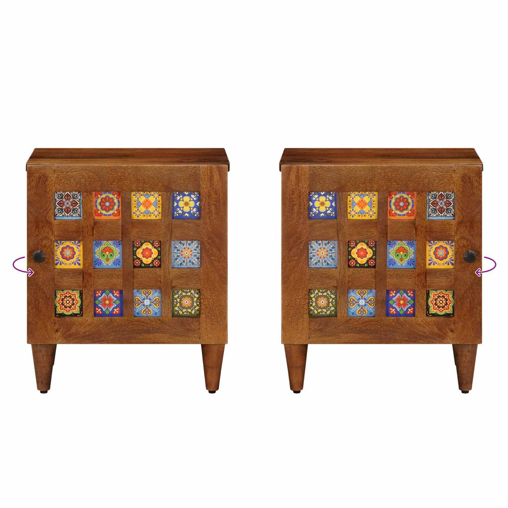 Nachttisch Braun 40 x 33 x 46 cm Massivholz Mango