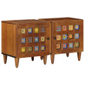 Nachttisch 2 pcs Braun 40 x 33 x 46 cm Massivholz Mango