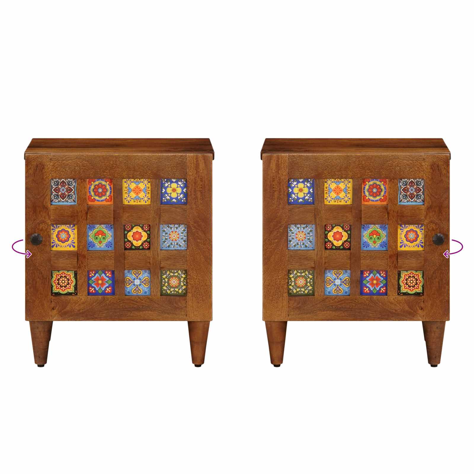 Nachttisch 2 pcs Braun 40 x 33 x 46 cm Massivholz Mango