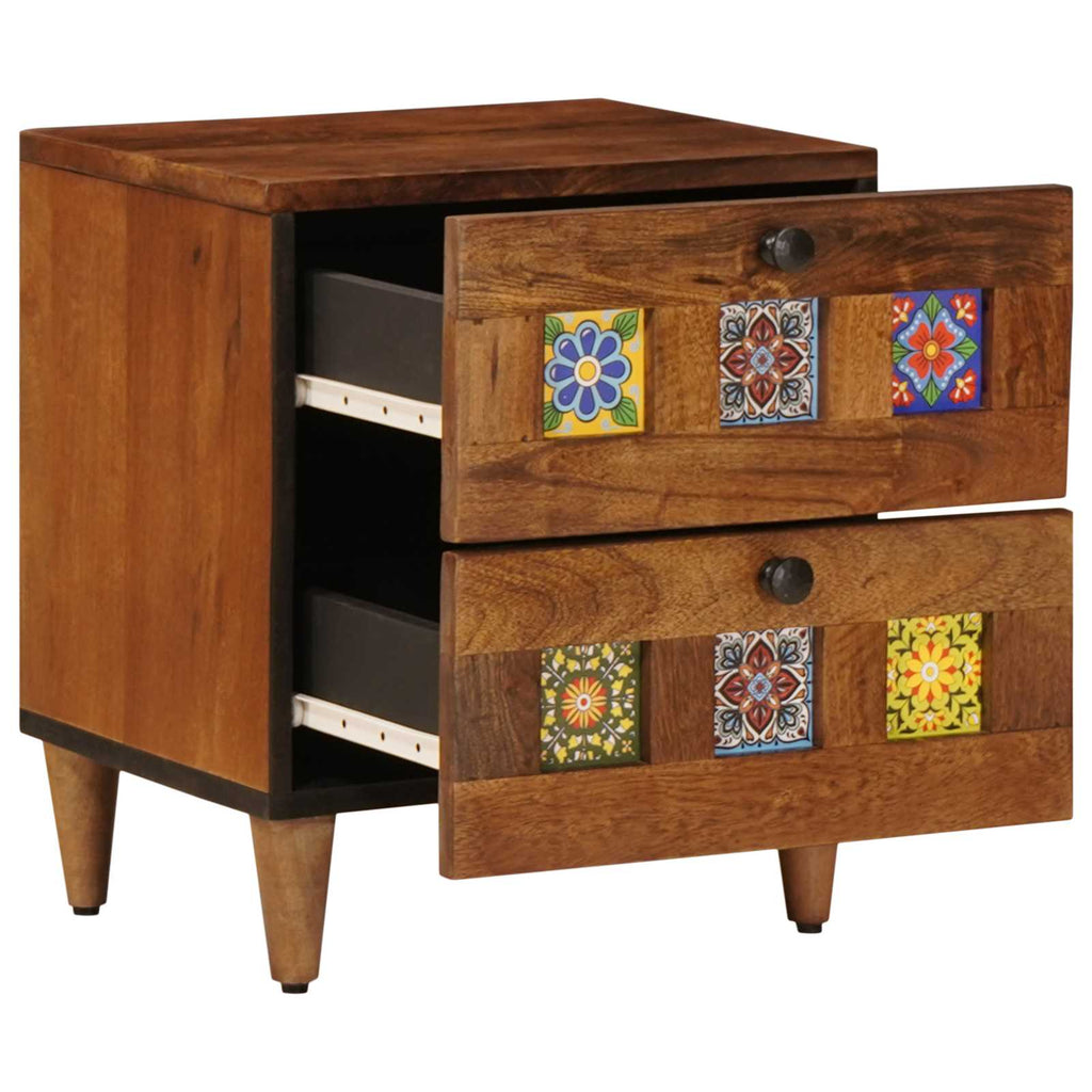 Nachttisch Braun 40 x 33 x 46 cm Massivholz Mango