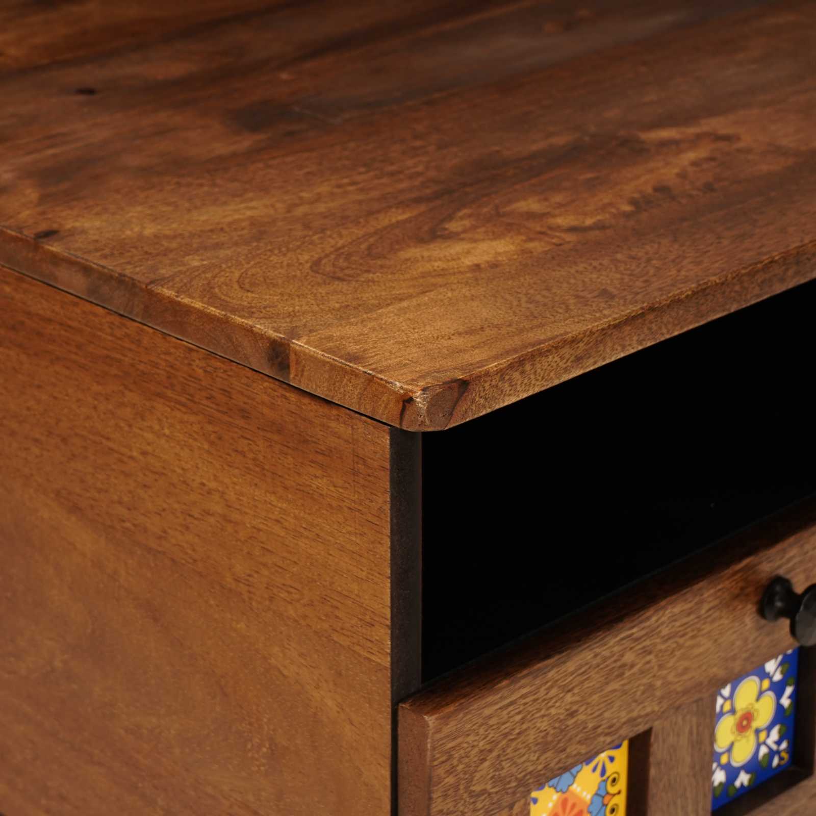 TV-Schränk mit Regal Walnuss 70 x 33 x 46 cm Massivholz Mango
