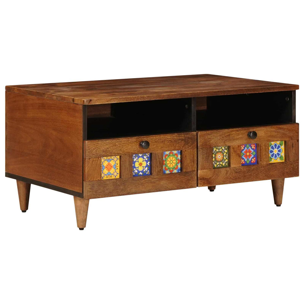 TV-Schränk mit Regal Walnuss 70 x 33 x 46 cm Massivholz Mango