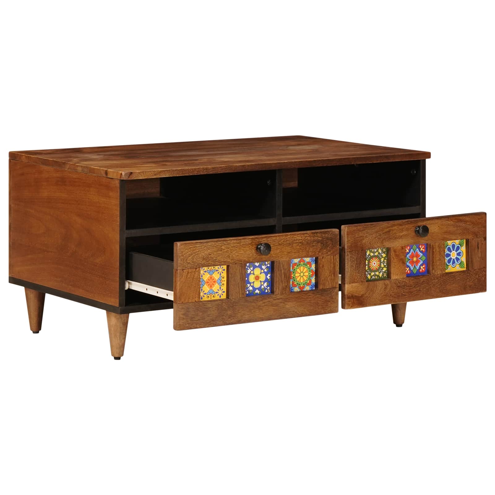 TV-Schränk mit Regal Walnuss 70 x 33 x 46 cm Massivholz Mango