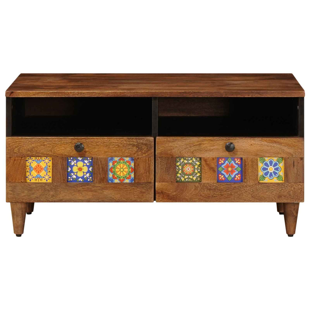 TV-Schränk mit Regal Walnuss 70 x 33 x 46 cm Massivholz Mango