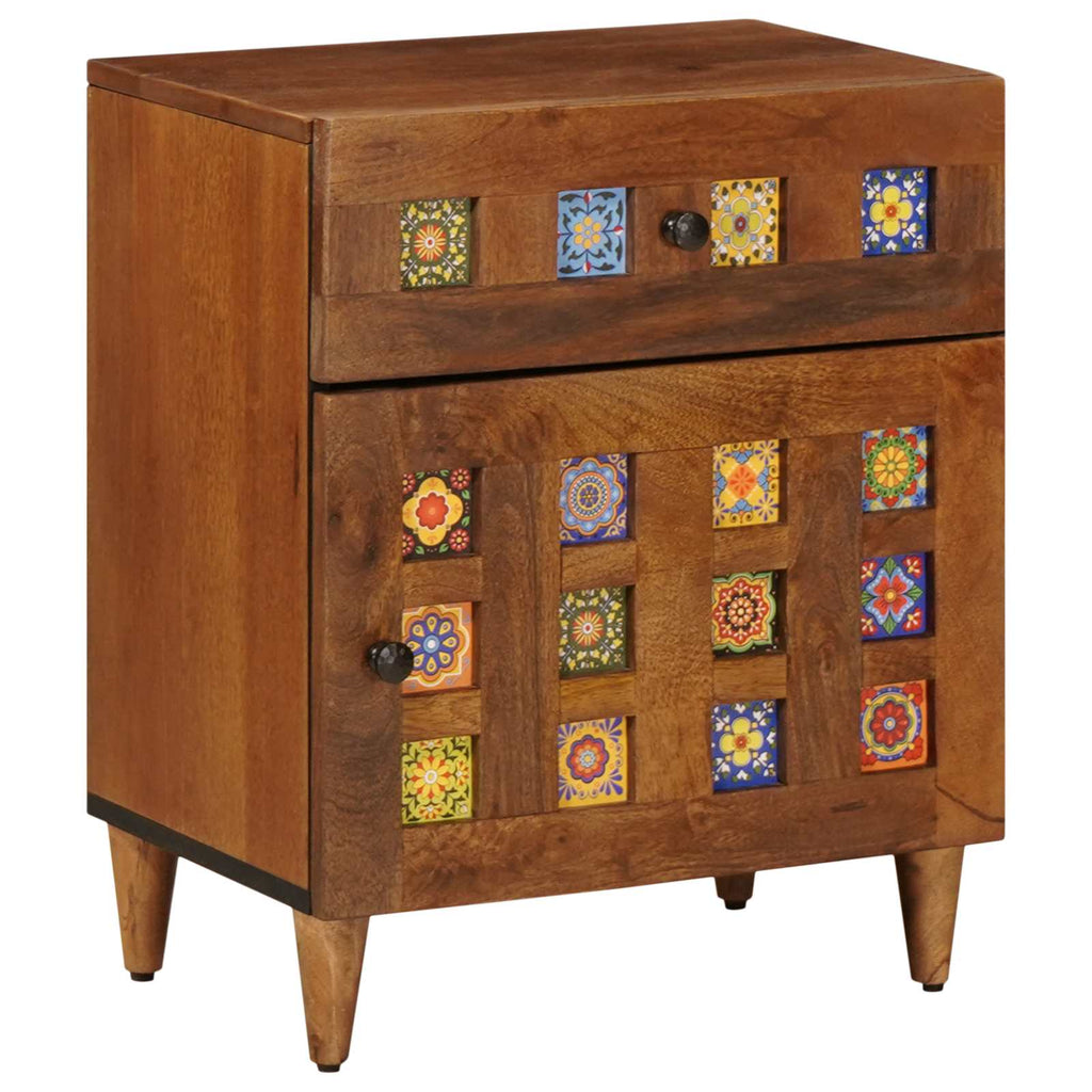 Nachttisch Braun 50 x 33 x 60 cm Massivholz Mango