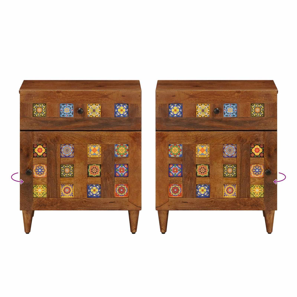 Nachttisch Braun 50 x 33 x 60 cm Massivholz Mango