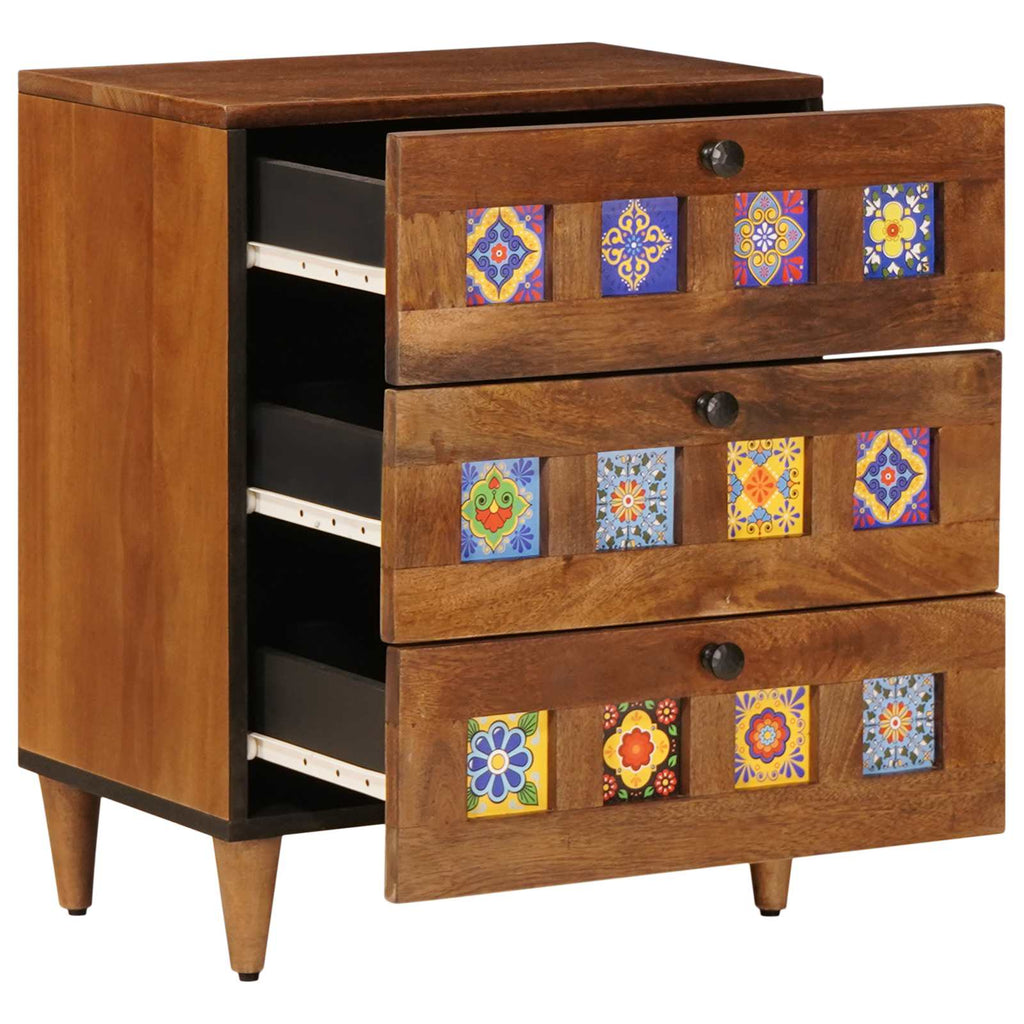 Nachttisch Braun 50 x 33 x 62 cm Massivholz Mango